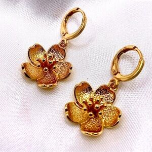 Gold Flower Hoop Earrings